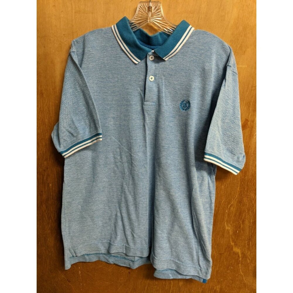 Rocawear Polo Shirt Blue Heathered Short Sleeve Cotton Blend Top Size M Mens